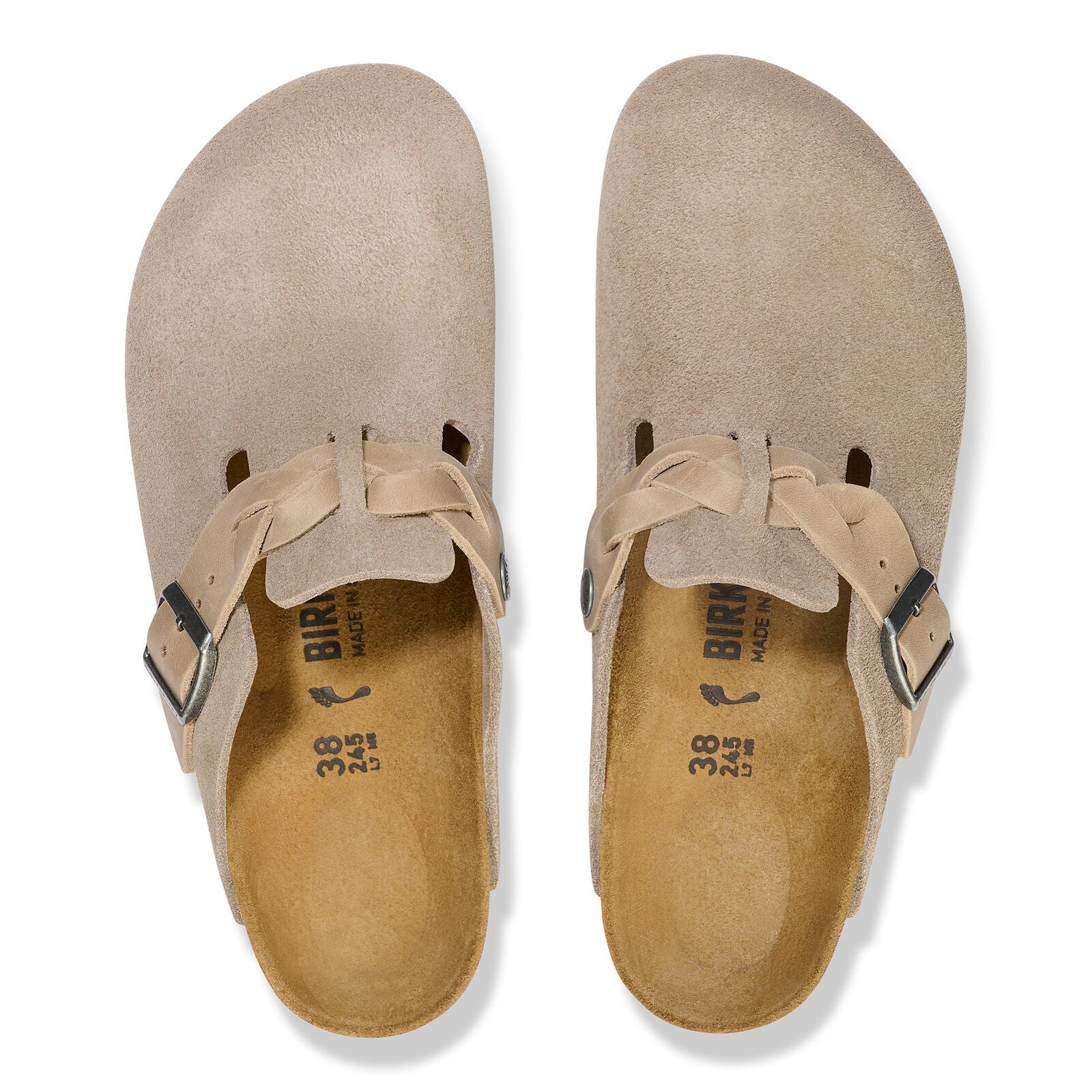 BIRKENSTOCK BOSTON BRAIDED SUEDE LEATHER | TAUPE