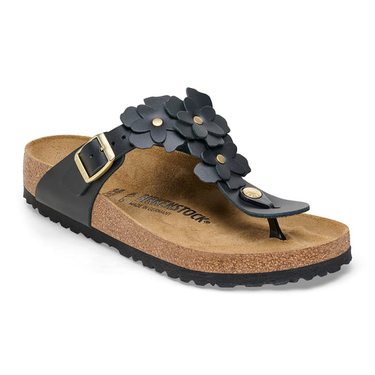 BIRKENSTOCK GIZEH FLOWER LEATHER | BLACK