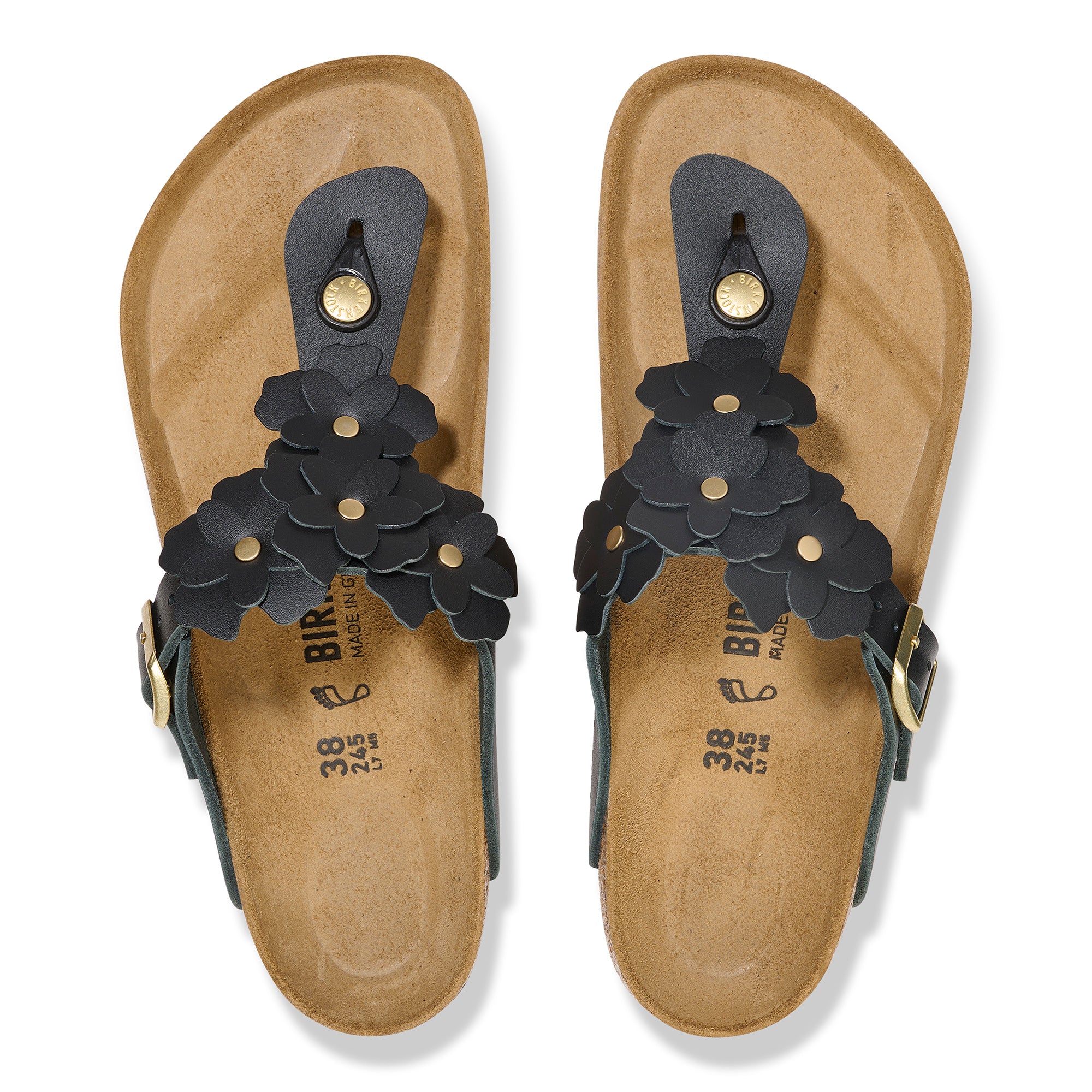 BIRKENSTOCK GIZEH FLOWER LEATHER | BLACK