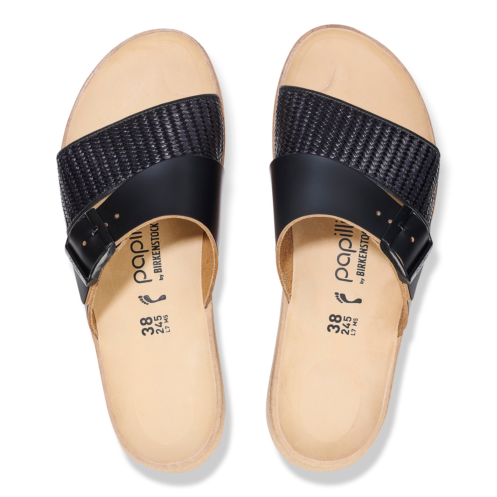 BIRKENSTOCK ALMINA LEATHER/RAFFIA | BLACK
