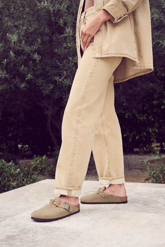BIRKENSTOCK BOSTON BRAIDED SUEDE LEATHER | TAUPE