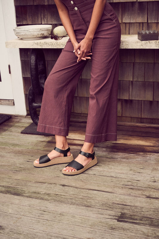 BIRKENSTOCK GLENDA LEATHER/RAFFIA | BLACK
