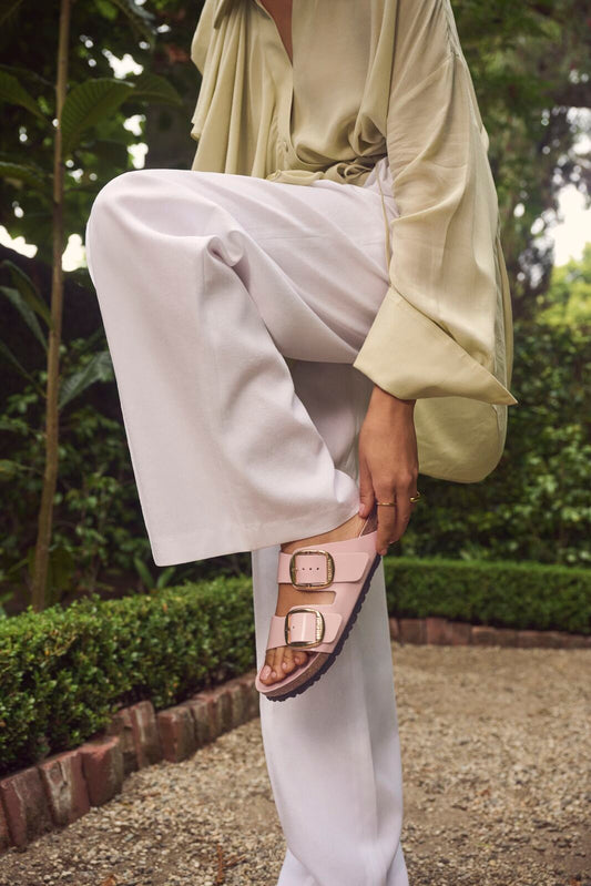 BIRKENSTOCK ARIZONA BIG BUCKLE HIGH SHINE | LIGHT ROSE