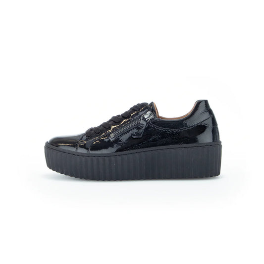 GABOR PATENT PLATFORM SNEAKER | BLACK
