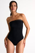 Load image into Gallery viewer, Strapless One-Piece Swimsuit With Mosaic Cutouts 04 / 800 Black
