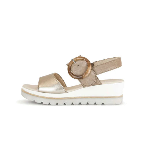 GABOR BUCKLE WEDGE SANDAL | PEWTER