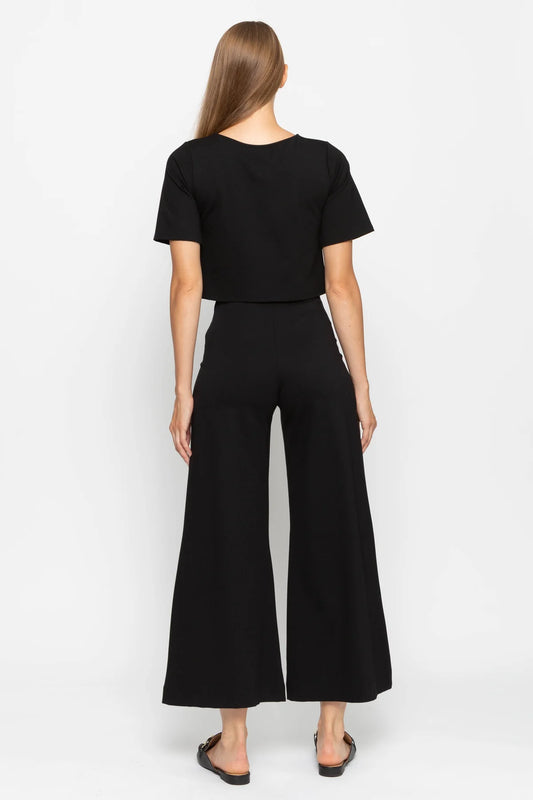 RIPLEY RADER PONTE KNIT CROPPED WIDE LEG PANT | BLACK