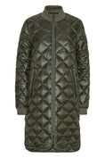Load image into Gallery viewer, ILSE JACOBSEN LONG PEARL QUILTED COAT | DEEP OLIVE