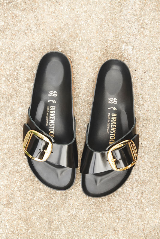 BIRKENSTOCK MADRID BIG BUCKLE HIGH SHINE LEATHER | BLACK