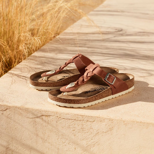BIRKENSTOCK GIZEH BRAIDED LEATHER | COGNAC