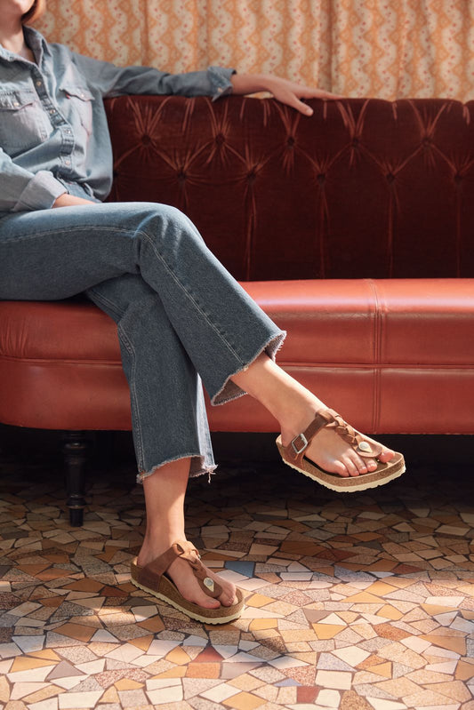 BIRKENSTOCK GIZEH BRAIDED LEATHER | COGNAC