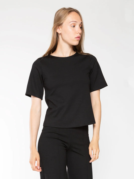 RIPLEY RADER PONTE KNIT SHORT SLEEVE TOP | BLACK