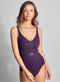 Load image into Gallery viewer, EMPREINTE ICONIC v-NECK SWIMSUIT | Prune