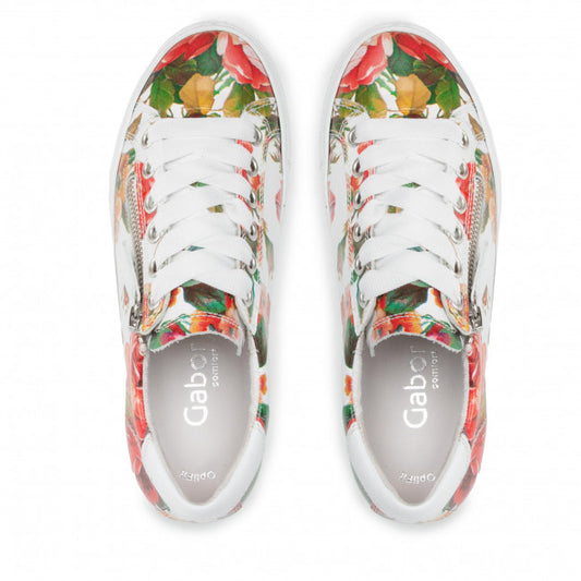 GABOR FLORAL SNEAKER SMOOTH LEATHER