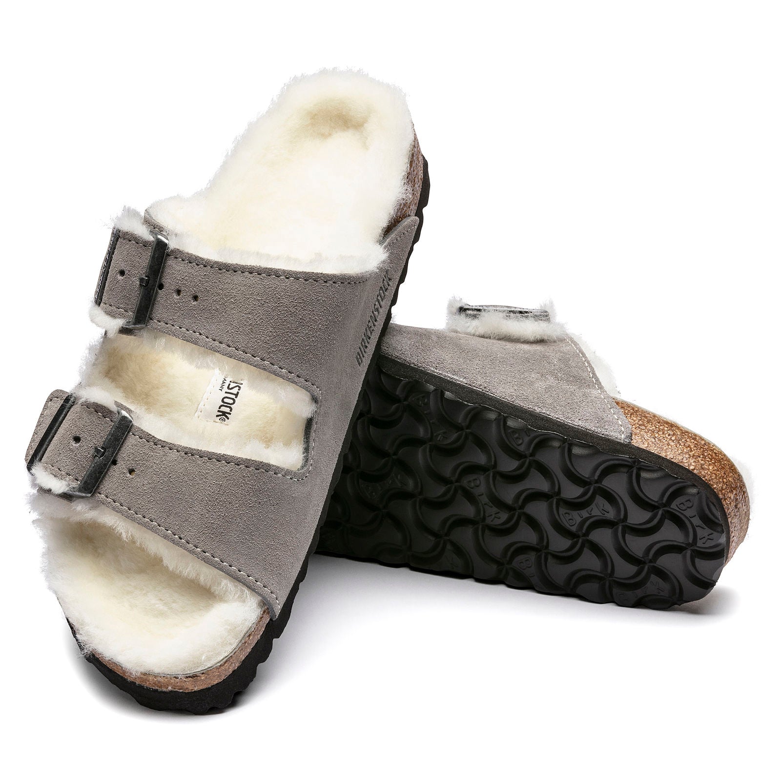 BIRKENSTOCK ARIZONA SHEARLING SUEDE LEATHER | STONE COIN