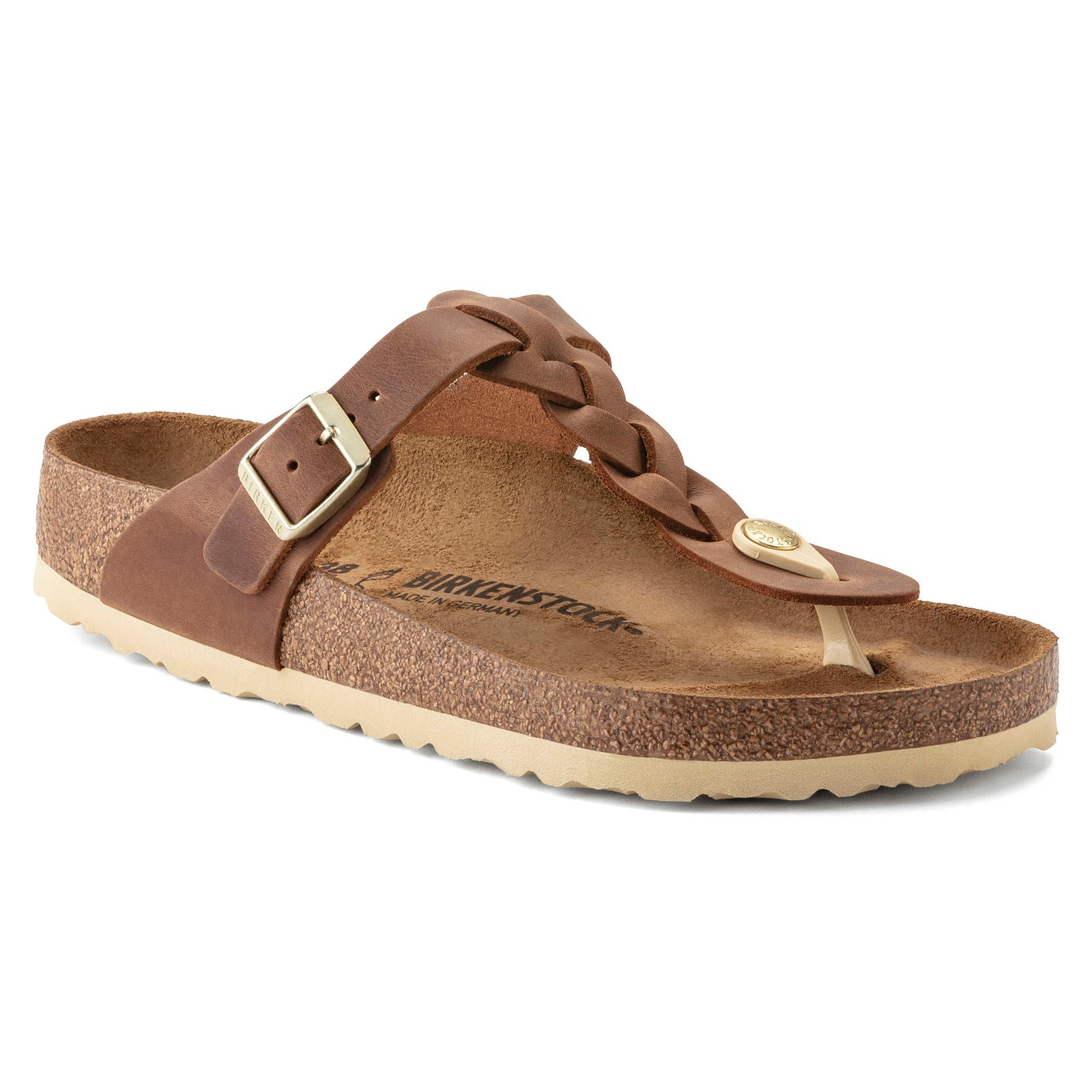 BIRKENSTOCK GIZEH BRAIDED LEATHER | COGNAC