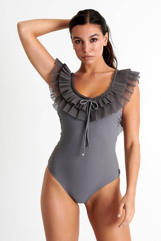 42230-04-160 - Mesh Over Shoulder One-Piece 04 / 160 Pewter