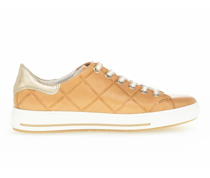 GABOR QUILTED LOW TOP LEATHER RUNNER | BROWN