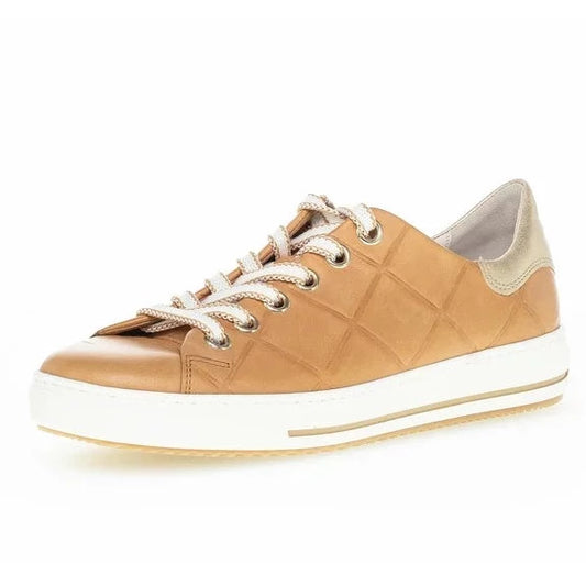 GABOR QUILTED LOW TOP LEATHER RUNNER | BROWN