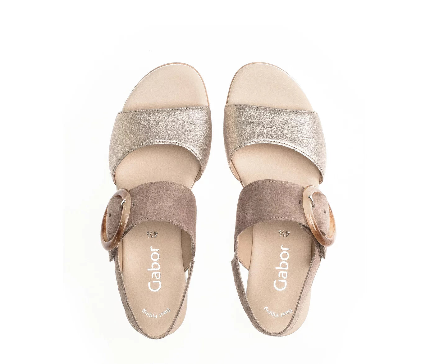 GABOR BUCKLE WEDGE SANDAL | PEWTER