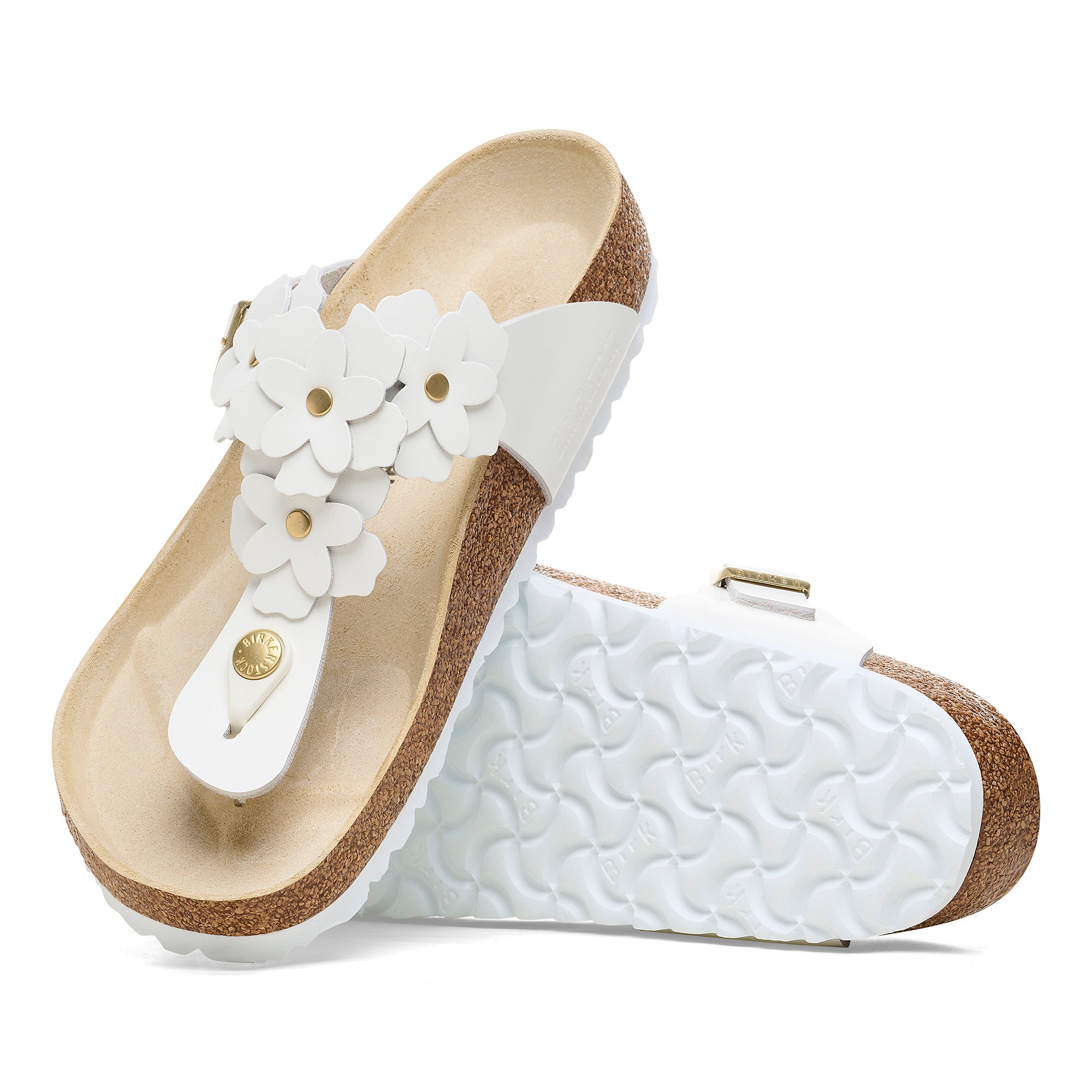 BIRKENSTOCK GIZEH FLOWER LEATHER | WHITE | The Hen House