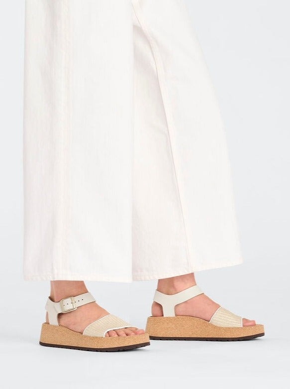 BIRKENSTOCK GLENDA LEATHER/RAFFIA | NATURAL