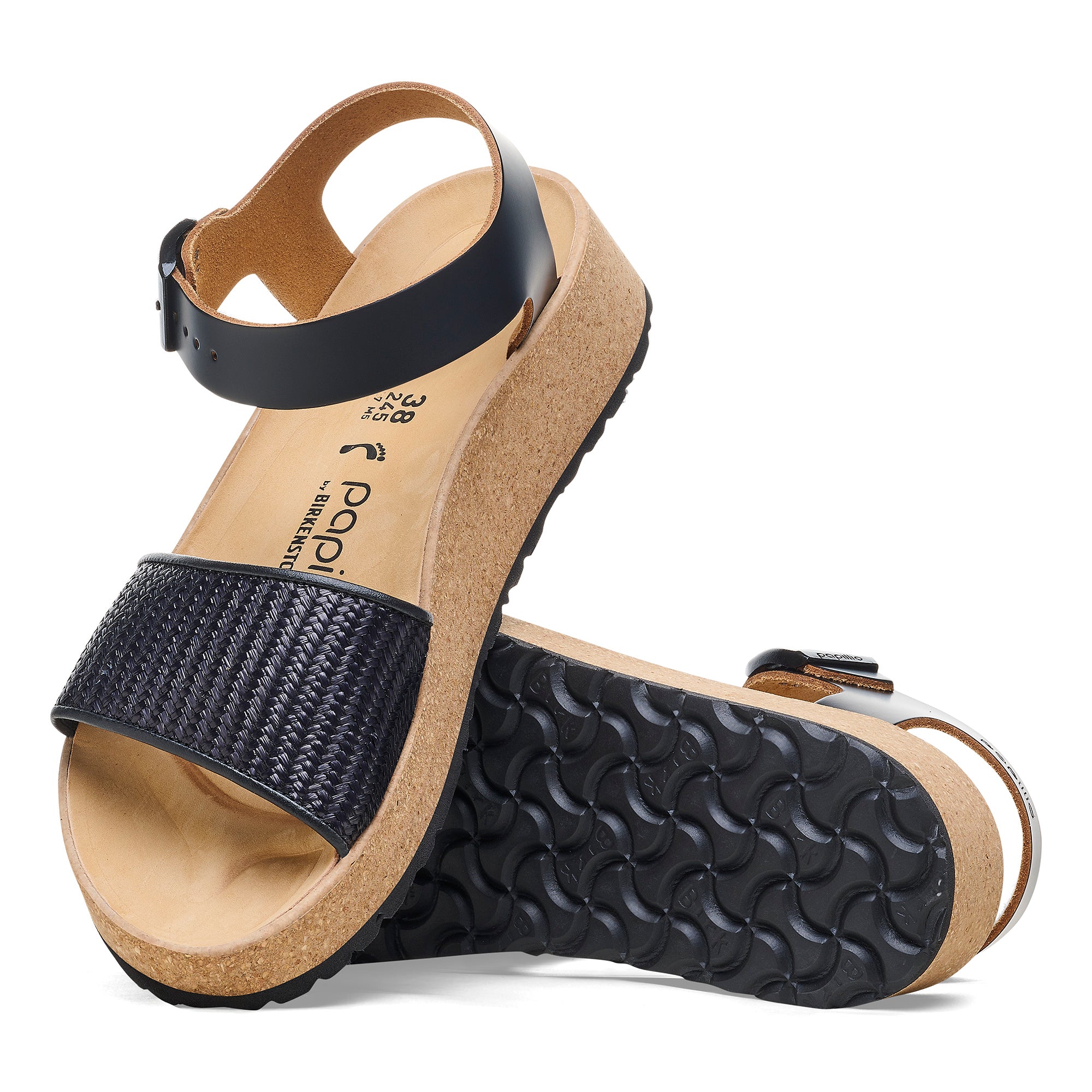 BIRKENSTOCK GLENDA LEATHER/RAFFIA | BLACK