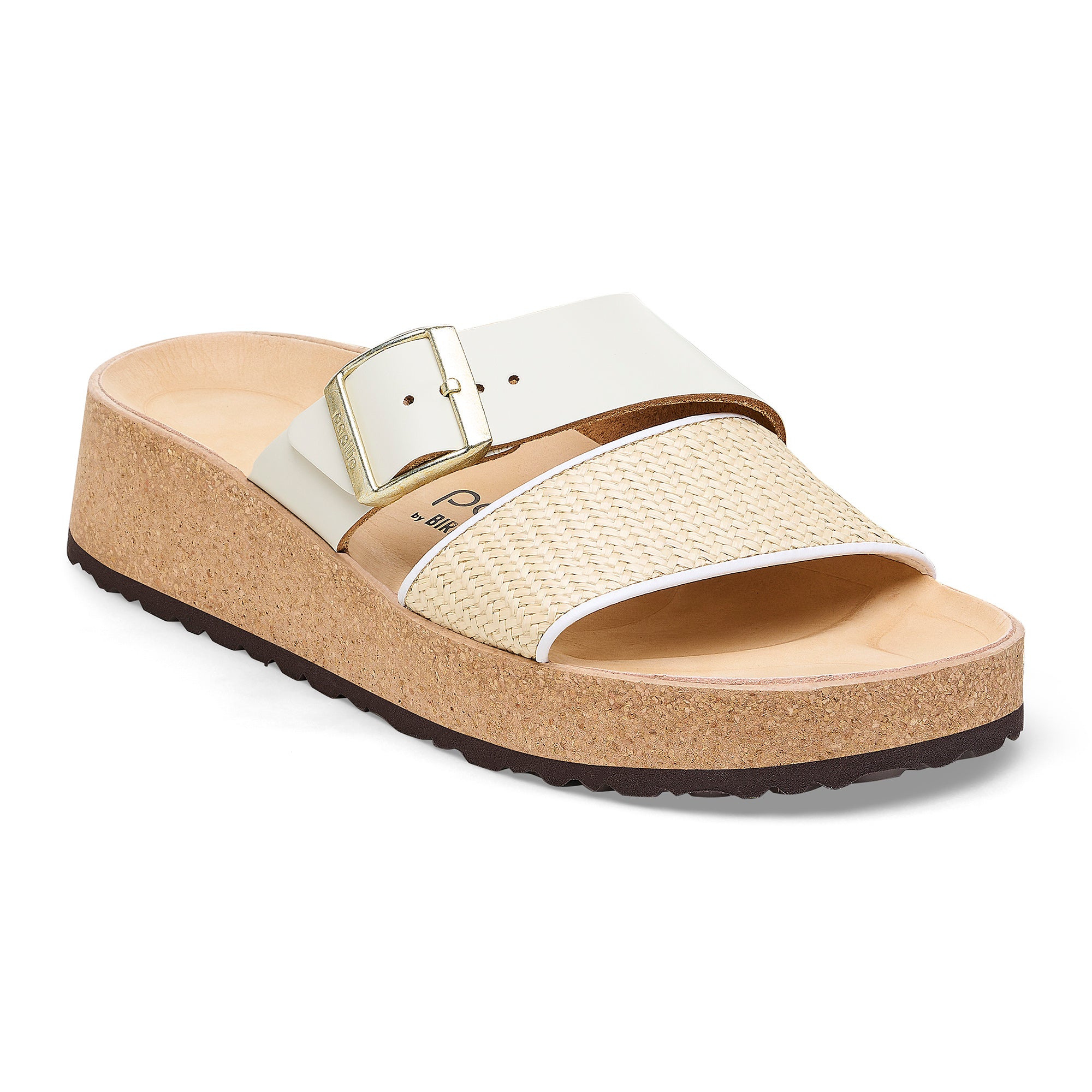 BIRKENSTOCK ALMINA LEATHER/RAFFIA | NATURAL/WHITE