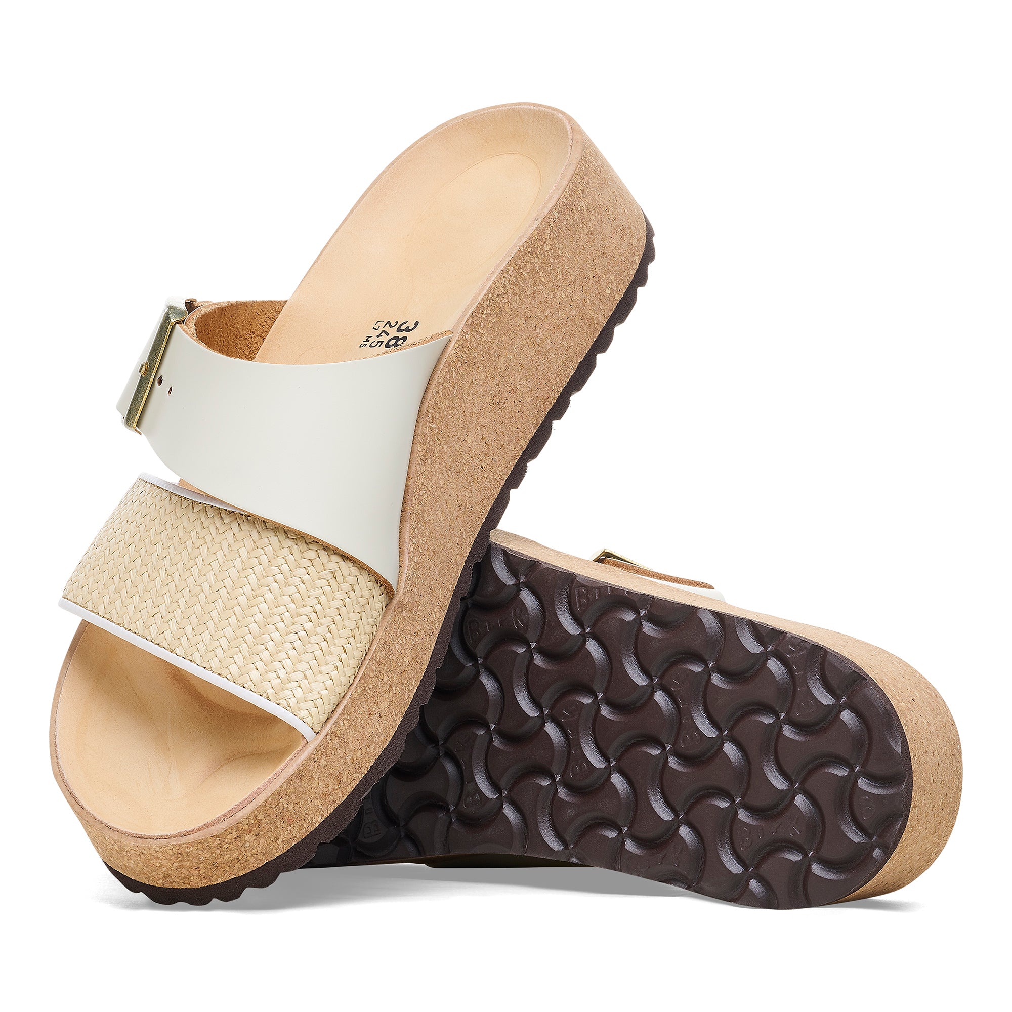 BIRKENSTOCK ALMINA LEATHER/RAFFIA | NATURAL/WHITE