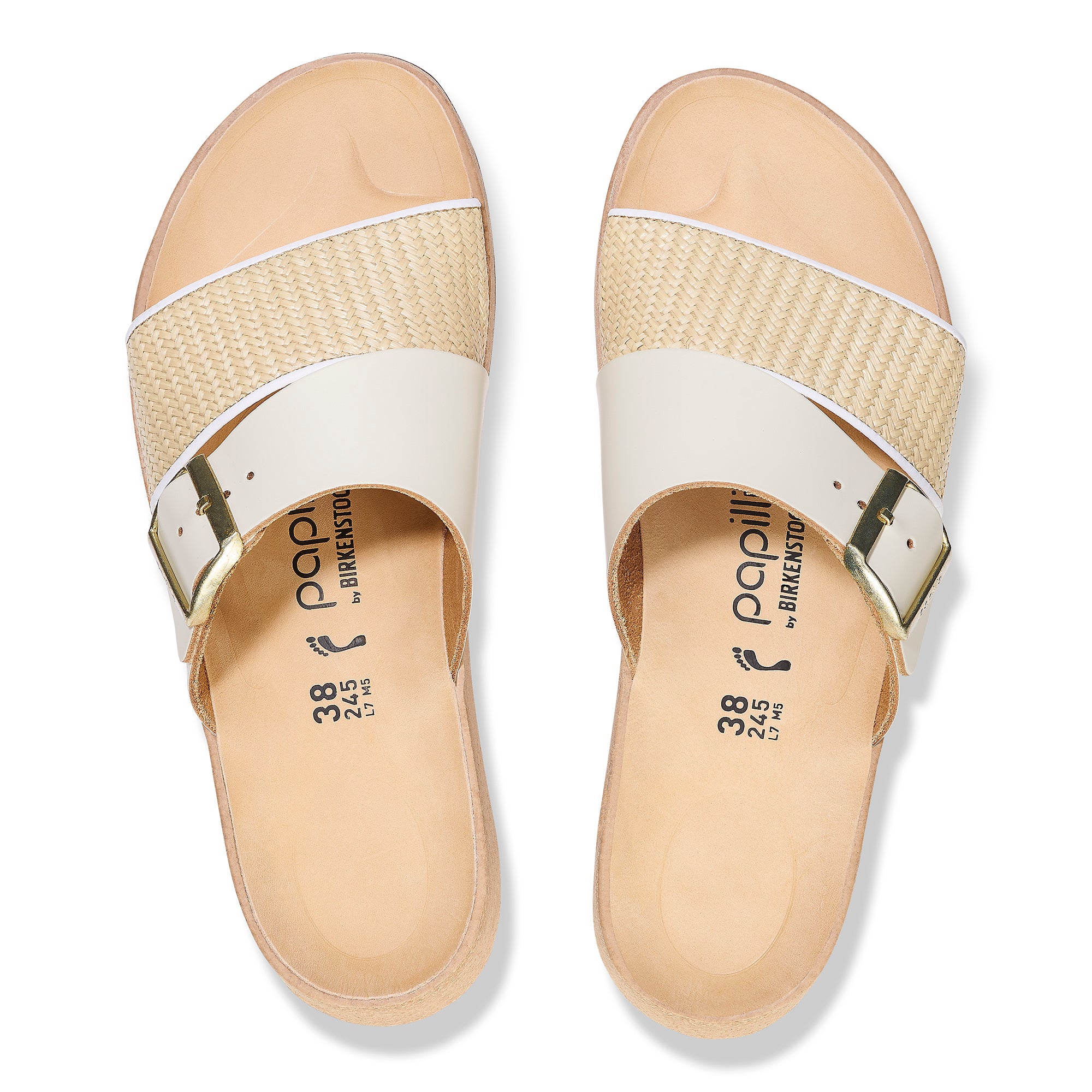 BIRKENSTOCK ALMINA LEATHER/RAFFIA | NATURAL/WHITE