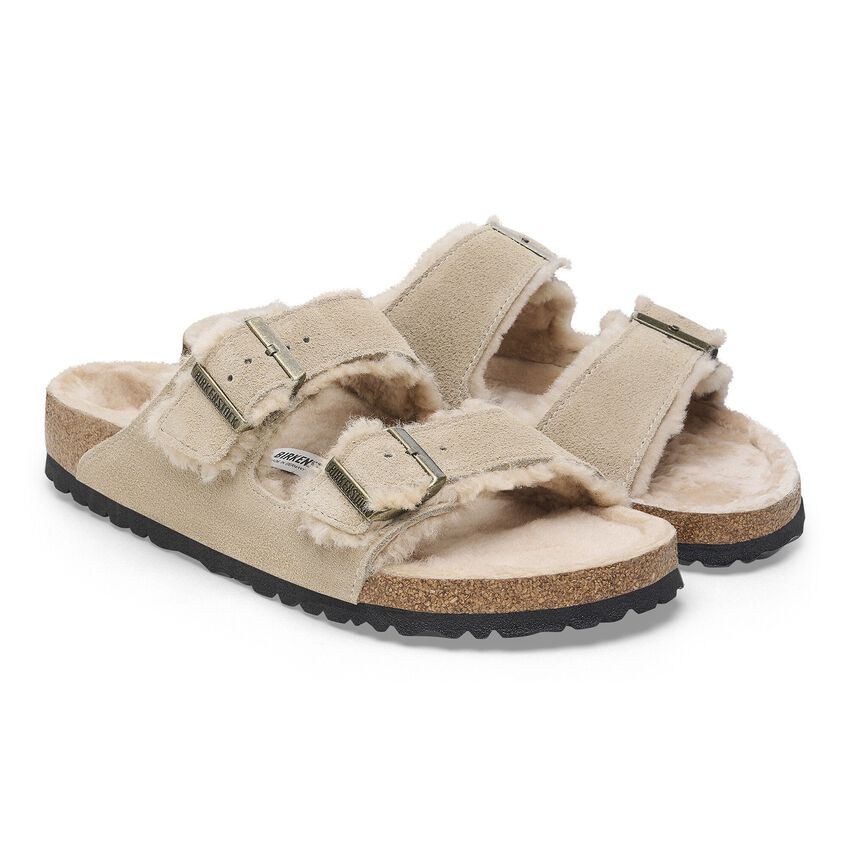 BIRKENSTOCK ARIZONA SHEARLING SUEDE LEATHER | TAUPE