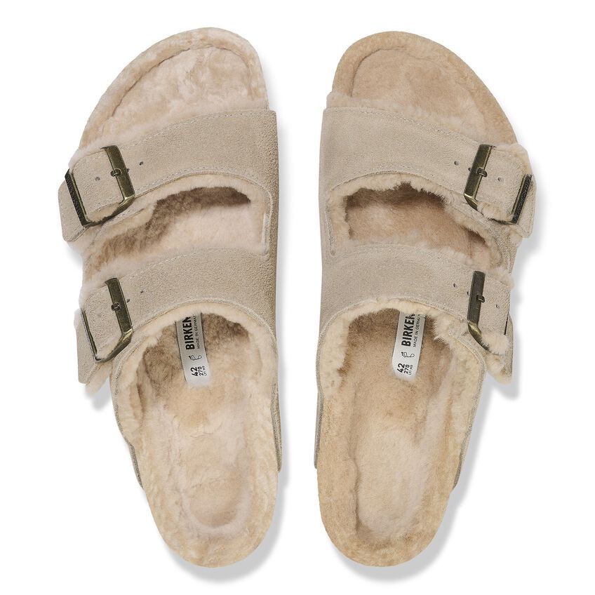 BIRKENSTOCK ARIZONA SHEARLING SUEDE LEATHER | TAUPE