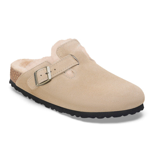 BIRKENSTOCK BOSTON SHEARLING SUEDE LEATHER | TAUPE