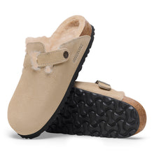BIRKENSTOCK BOSTON SHEARLING SUEDE LEATHER | TAUPE