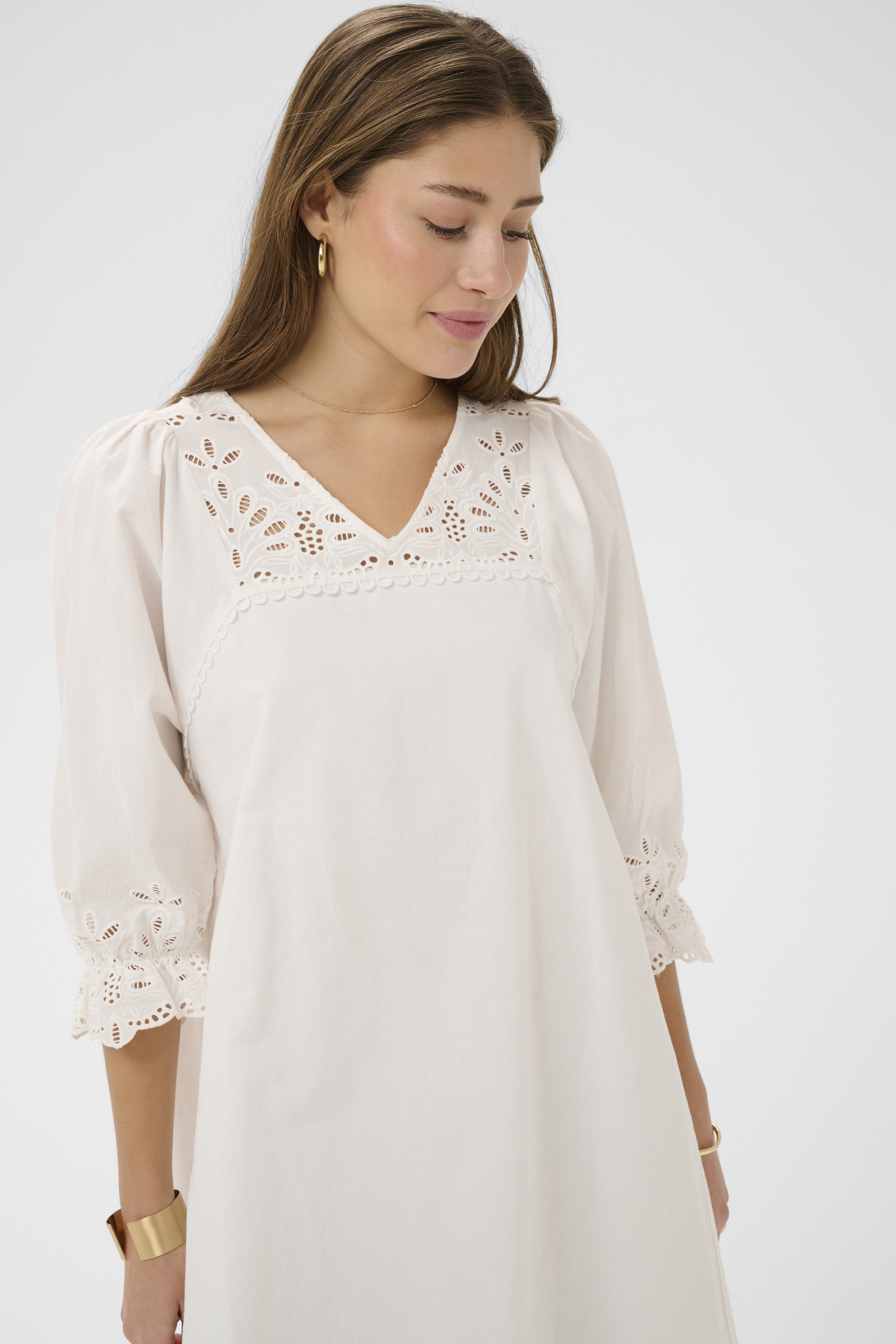 CREAM SELINA DRESS | SNOW WHITE