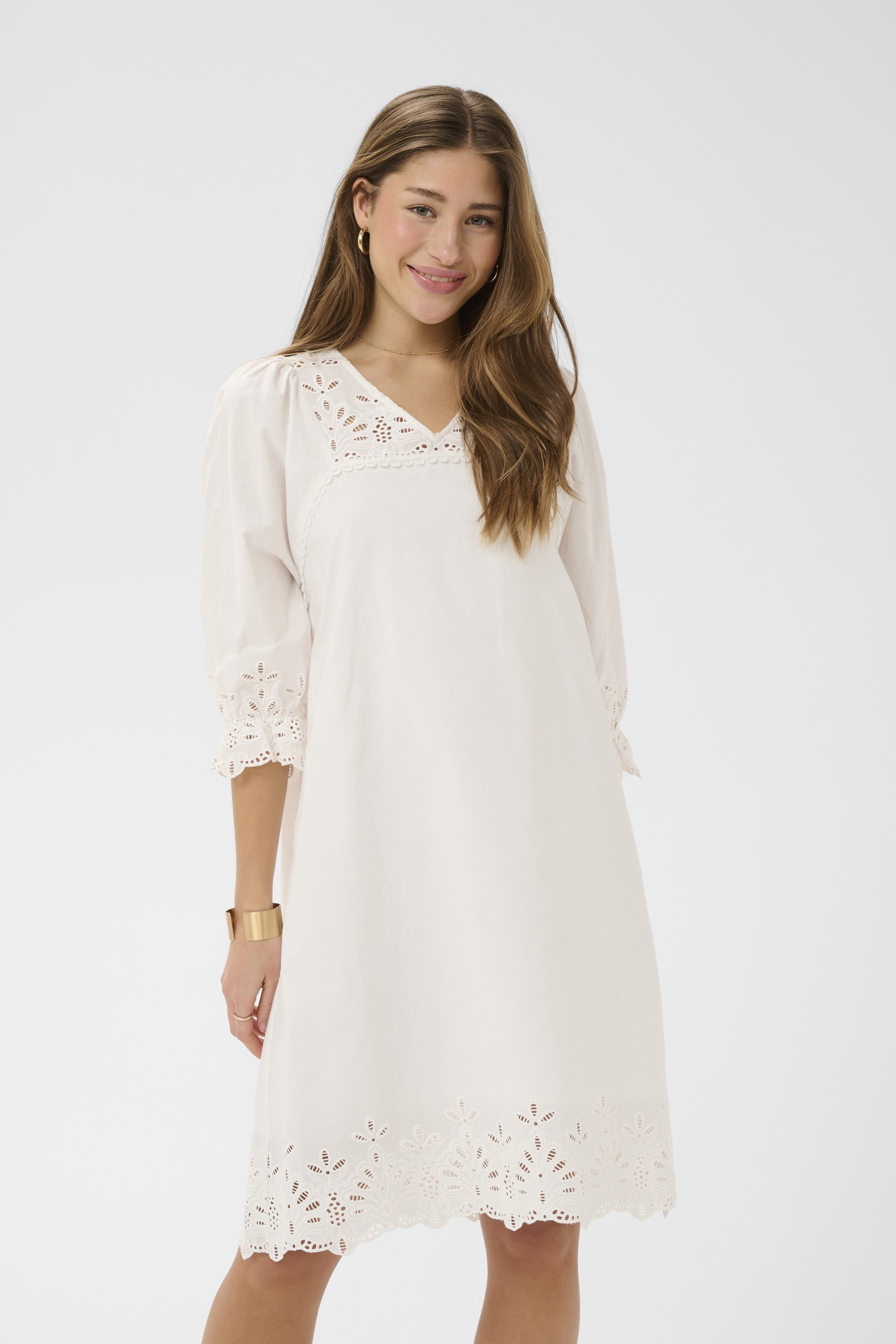 CREAM SELINA DRESS | SNOW WHITE