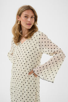 CREAM LONNA DRESS | DOTTED