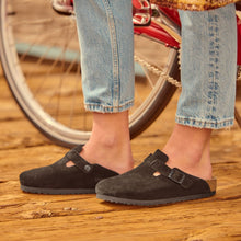 BIRKENSTOCK BOSTON SOFT FOOTBED SUEDE | BLACK