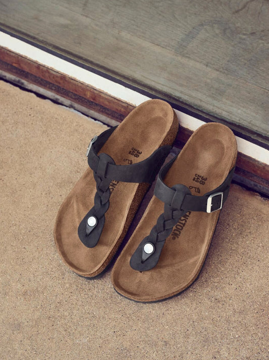 BIRKENSTOCK GIZEH BRAIDED LEATHER | BLACK