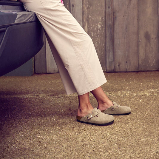 BIRKENSTOCK BOSTON SOFT FOOTBED SUEDE | TAUPE