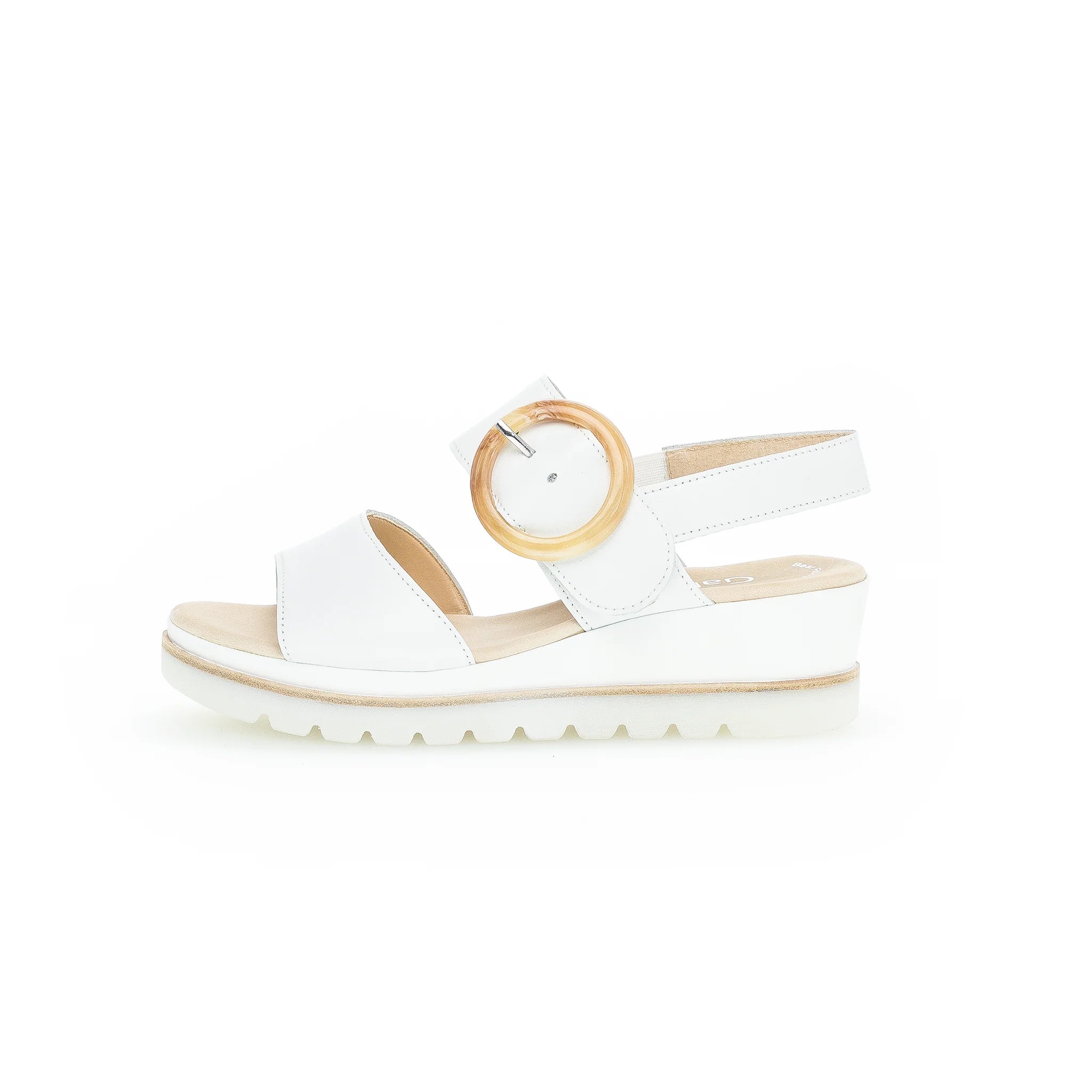 GABOR BUCKLE WEDGE SANDAL | WHITE