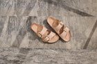 BIRKENSTOCK ARIZONA BIG BUCKLE HIGH SHINE | NEW BEIGE