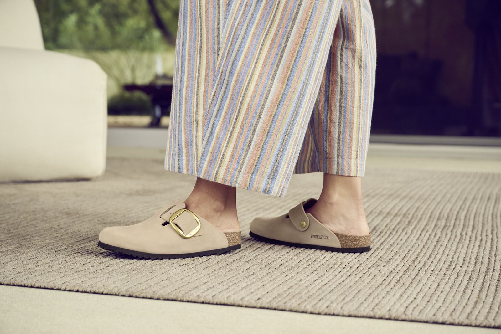 BIRKENSTOCK BOSTON BIG BUCKLE NUBUCK | SANDCASTLE