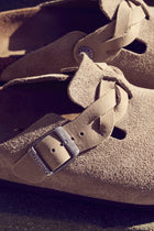 BIRKENSTOCK BOSTON BRAIDED SUEDE LEATHER | TAUPE