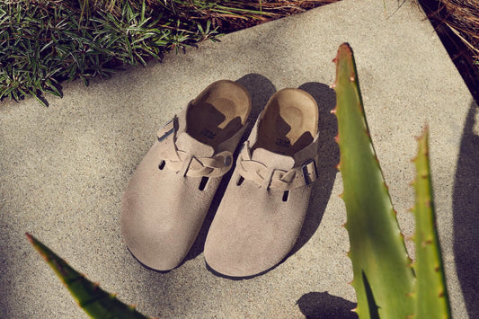 BIRKENSTOCK BOSTON BRAIDED SUEDE LEATHER | TAUPE