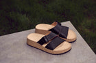 BIRKENSTOCK ALMINA LEATHER/RAFFIA | BLACK