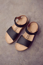 BIRKENSTOCK GLENDA LEATHER/RAFFIA | BLACK