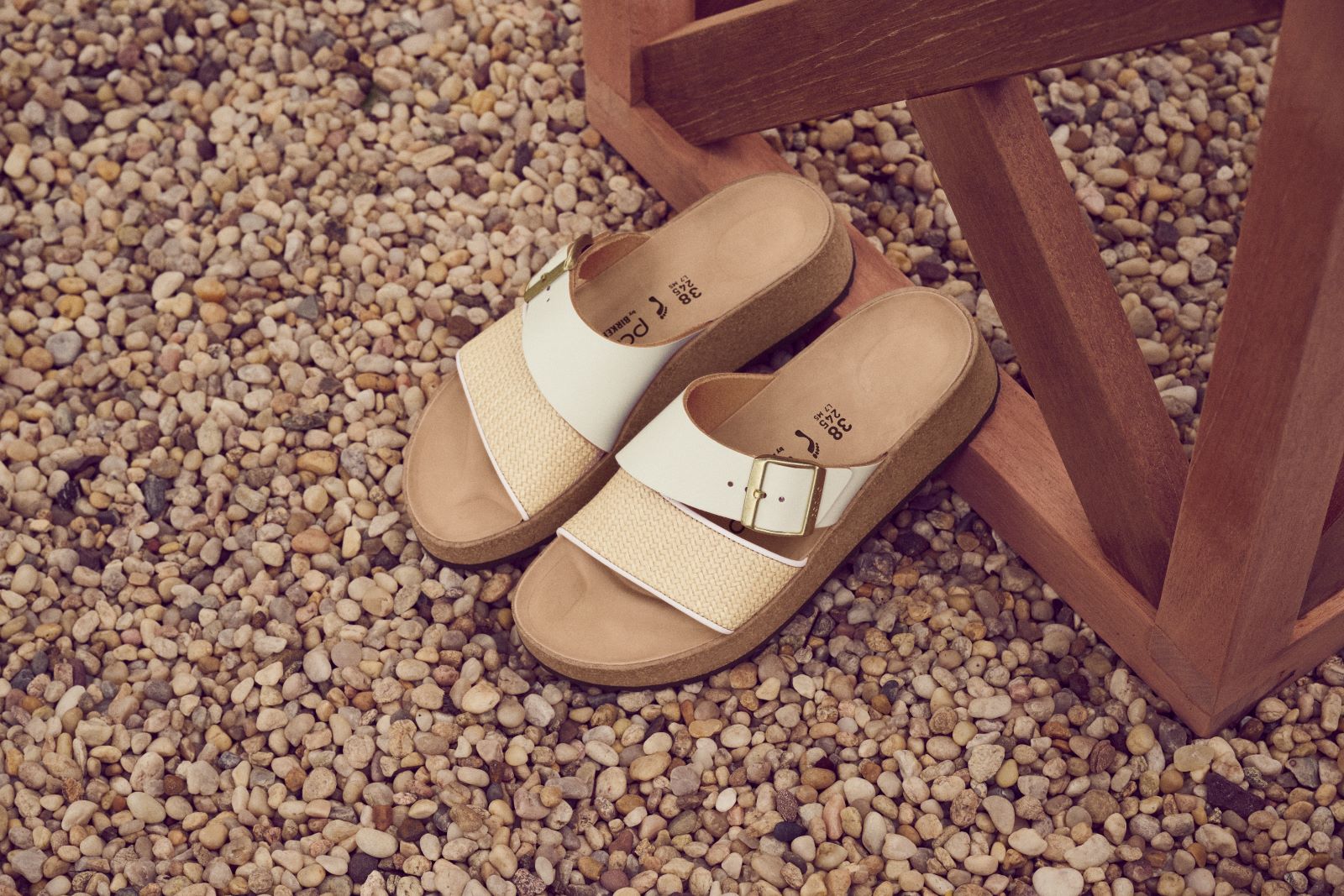 BIRKENSTOCK ALMINA LEATHER/RAFFIA | NATURAL/WHITE