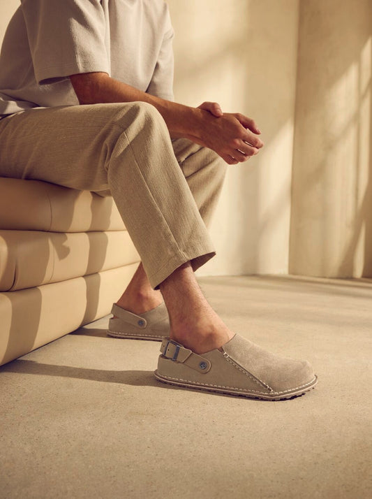 BIRKENSTOCK LUTRY PREMIUM SUEDE | GRAY TAUPE