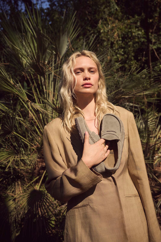 BIRKENSTOCK NAPLES WRAPPED SUEDE | TAUPE